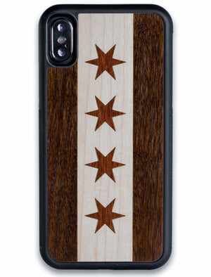 Chicago flag wooden iPhone X case