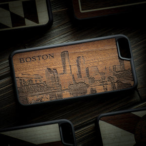 Boston Skyline wooden iPhone X case